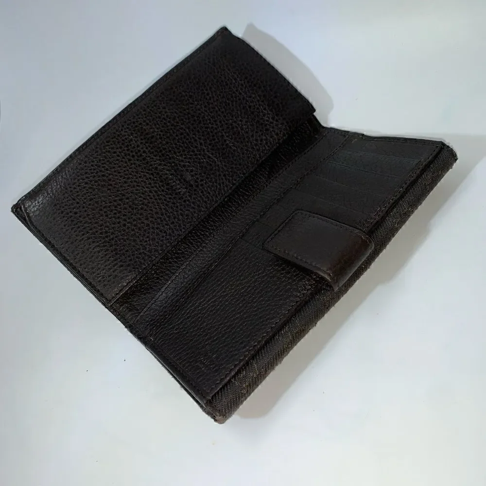 Authentic GUCCI GG Logo Long Wallet. brown
